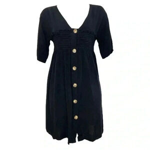 ASOS Black Minimalist Casual Smock Button Dress